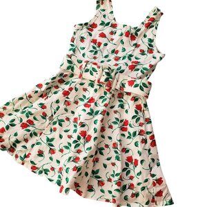 Limited Too Vtg 90s Girls Dress M  Red Rose Print w Belt Stretch Cotton